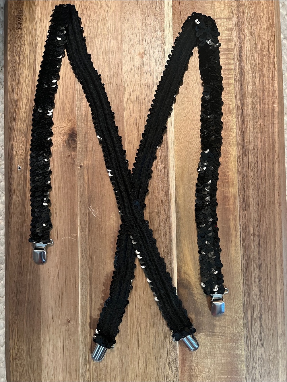 Black Sequin Suspenders for Women